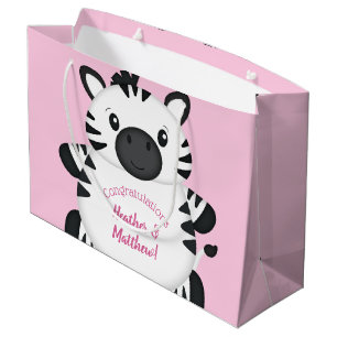 Zebra Baby Shower Safari Pink Girl Große Geschenktüte