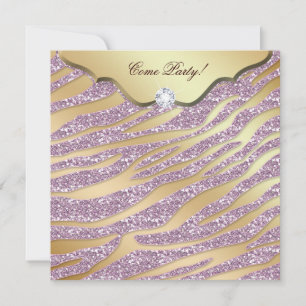 Zebra Bachelorette Invitation Pink Gold Jewelry