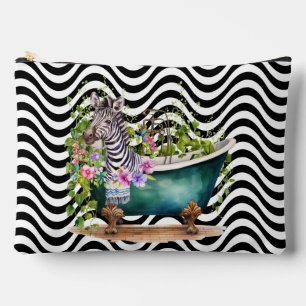Zebra Bathtub Schwarz-weiße Wavy Stripes Psychedel Zubehörtasche