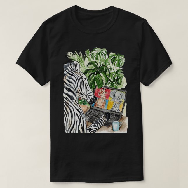 Zebra bei Zoom Wasserfarbe nennen T-Shirt (Design vorne)