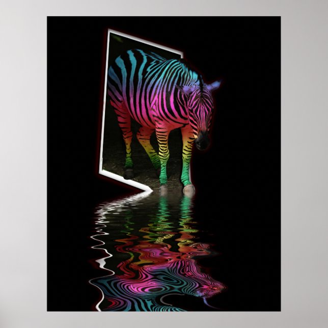 Zebra bemalt Flut vier Poster (Vorne)