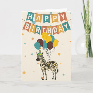 Zebra Birthday Card - Süße Tier Party Design Karte
