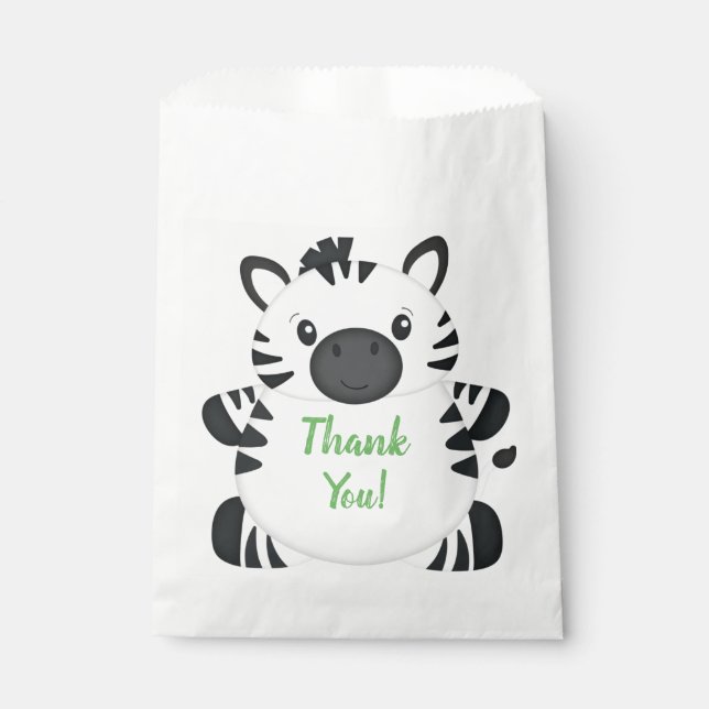 Zebra Birthday Party Green Geschenktütchen (Vorderseite)