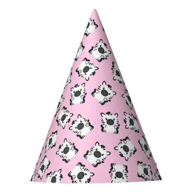 Zebra Birthday Party Pink Partyhütchen (Vorderseite)