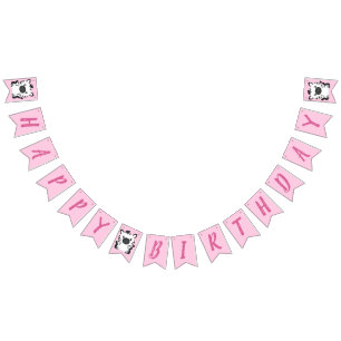 Zebra Birthday Party Pink Wimpelkette