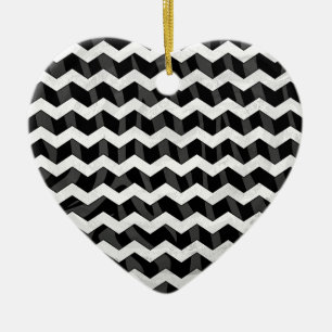 Zebra Black and Gray Chevron Keramik Ornament