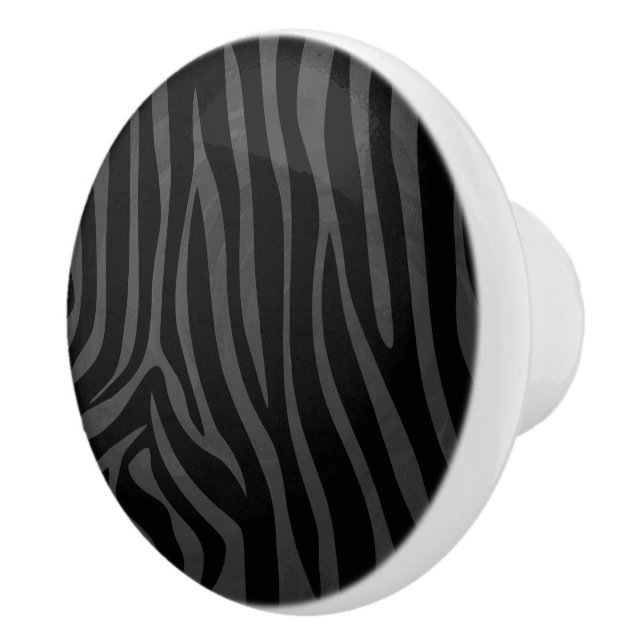 Zebra Black and Gray Print Keramikknauf (Rechts)