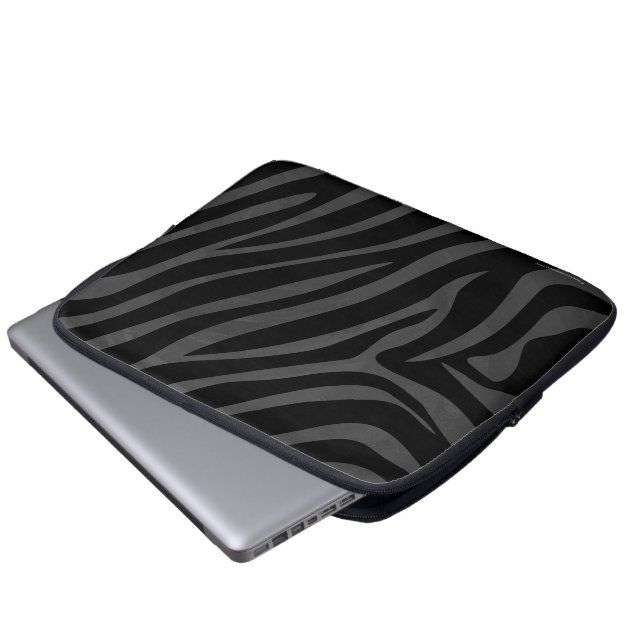 Zebra Black and Gray Print Laptopschutzhülle (Vorne Knopf)