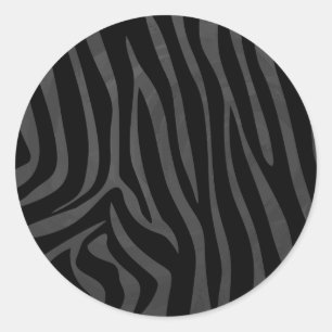 Zebra Black and Gray Print Runder Aufkleber
