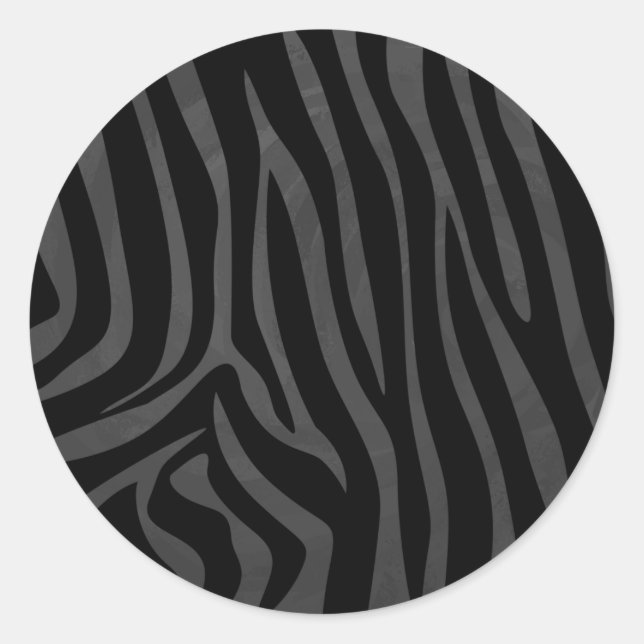 Zebra Black and Gray Print Runder Aufkleber (Vorderseite)