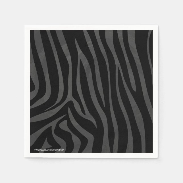 Zebra Black and Gray Print Serviette (Vorderseite)