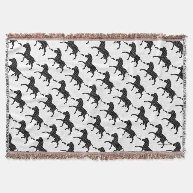 Zebra Black and Gray Print Silhouette Decke (Vorderseite)