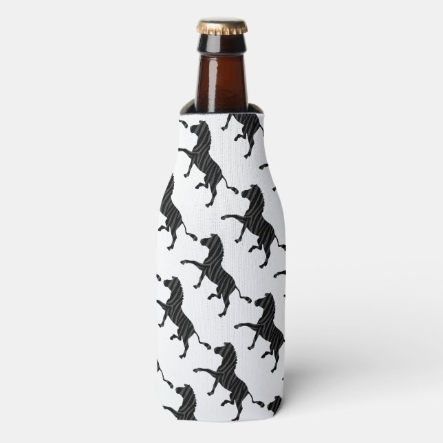 Zebra Black and Gray Print Silhouette Flaschenkühler (Flaschenvorderseite)