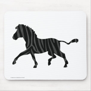 Zebra Black and Gray Print Silhouette Mousepad