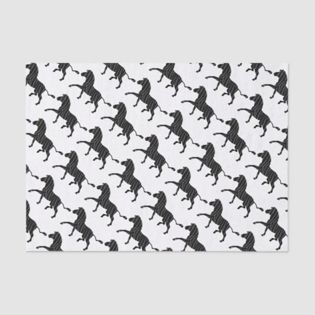 Zebra Black and Gray Print Silhouette Seidenpapier (Vorderseite)