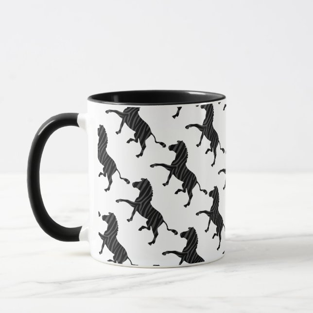 Zebra Black and Gray Print Silhouette Tasse (Links)
