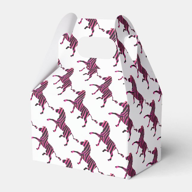 Zebra Black and Hot Pink Silhouette Geschenkschachtel (Vorderseite)