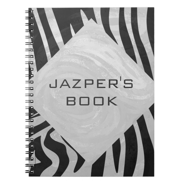Zebra Black and Light Gray Monogram Notizblock (Vorderseite)