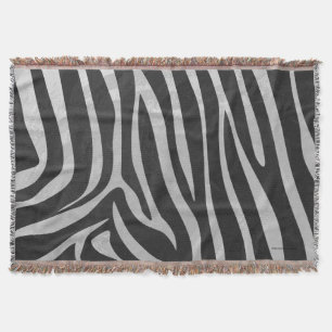 Zebra Black and Light Gray Print Decke