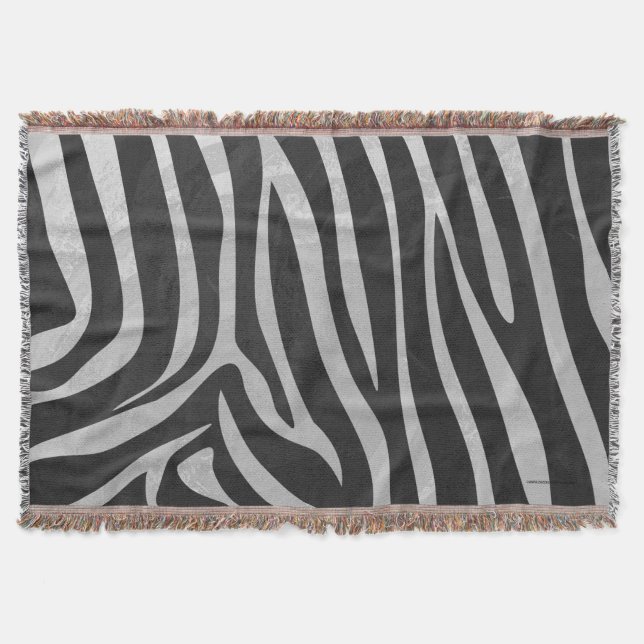 Zebra Black and Light Gray Print Decke (Vorderseite)