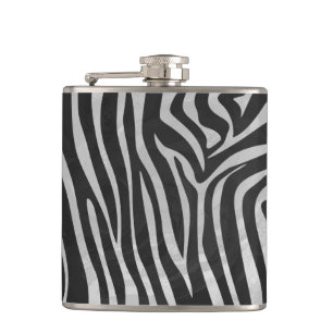 Zebra Black and Light Gray Print Flachmann