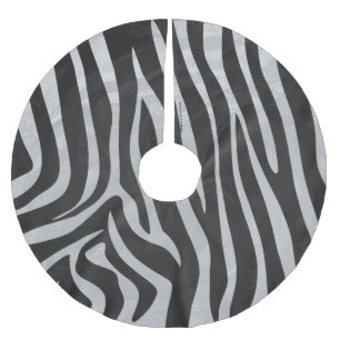 Zebra Black and Light Gray Print Polyester Weihnachtsbaumdecke