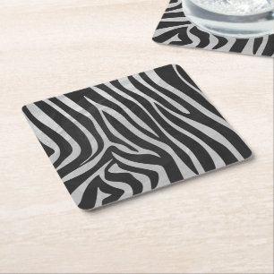 Zebra Black and Light Gray Print Rechteckiger Pappuntersetzer