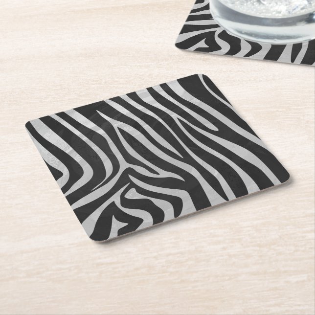 Zebra Black and Light Gray Print Rechteckiger Pappuntersetzer (angewinkelt)