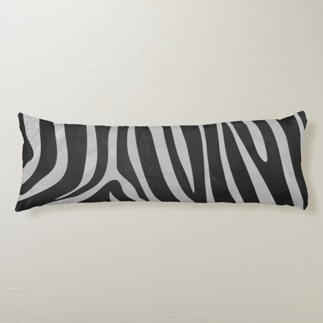 Zebra Black and Light Gray Print Seitenschläferkissen (Vorderseite)