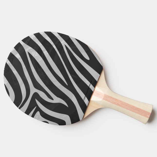 Zebra Black and Light Gray Print Tischtennis Schläger (Seitenansicht)