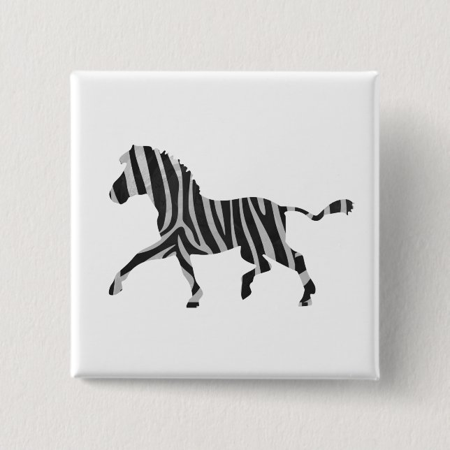 Zebra Black and Light Gray Silhouette Button (Vorderseite)
