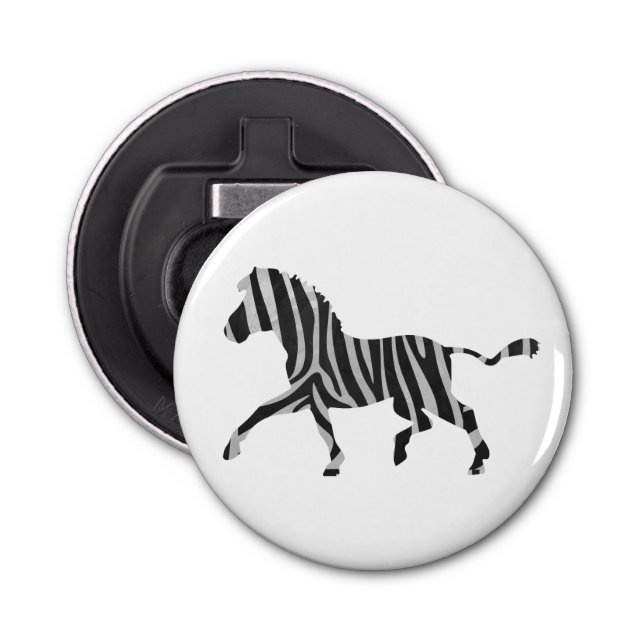 Zebra Black and Light Gray Silhouette Flaschenöffner (Vorderseite)