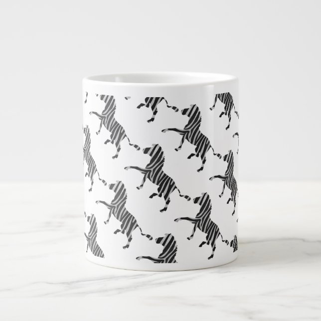 Zebra Black and Light Gray Silhouette Jumbo-Tasse (Vorderseite)