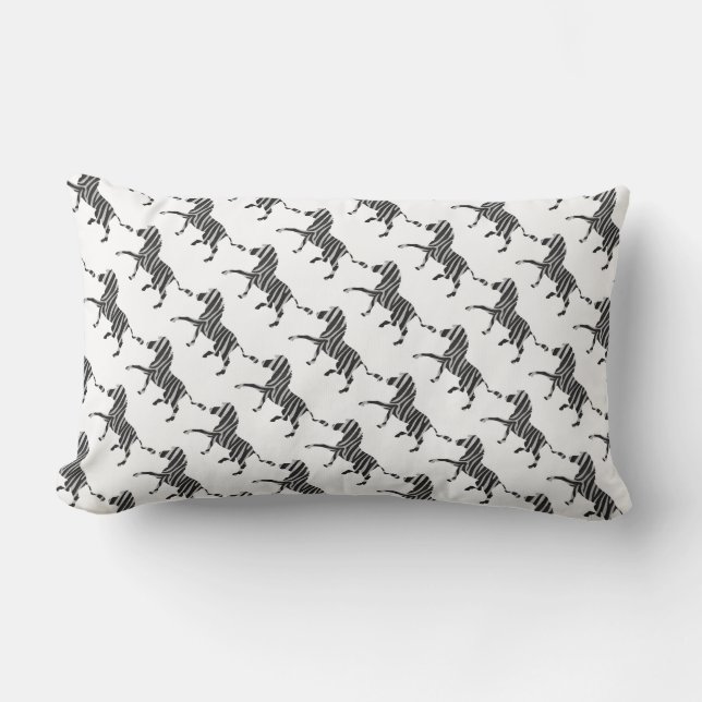 Zebra Black and Light Gray Silhouette Lendenkissen (Vorderseite)