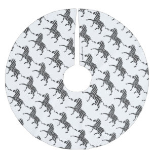 Zebra Black and Light Gray Silhouette Polyester Weihnachtsbaumdecke