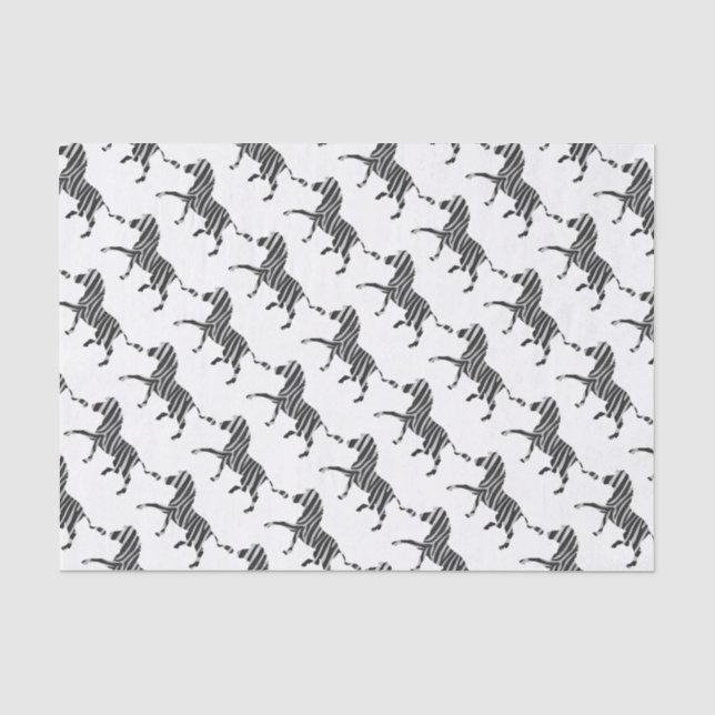 Zebra Black and Light Gray Silhouette Seidenpapier (Vorderseite)
