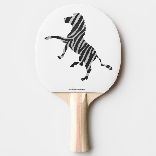 Zebra Black and Light Gray Silhouette Tischtennis Schläger (Vorderseite)