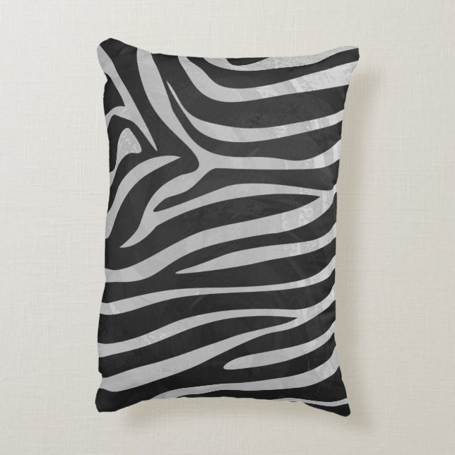 Zebra Black and Light Gray Silhouette Zierkissen (Rückseite(Vertikal))