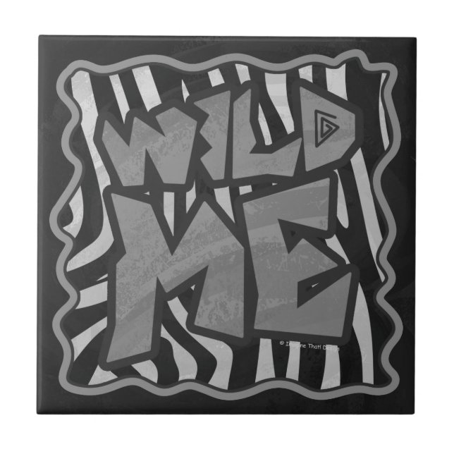 Zebra Black and Light Gray Wild Me Fliese (Vorderseite)