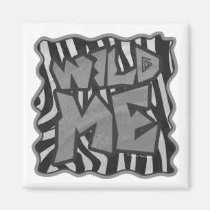 Zebra Black and Light Gray Wild Me Magnet