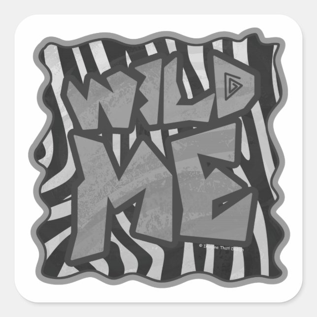 Zebra Black and Light Gray Wild Me Quadratischer Aufkleber (Vorderseite)