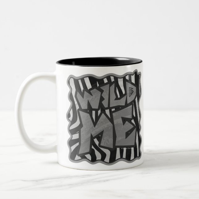 Zebra Black and Light Gray Wild Me Zweifarbige Tasse (Links)