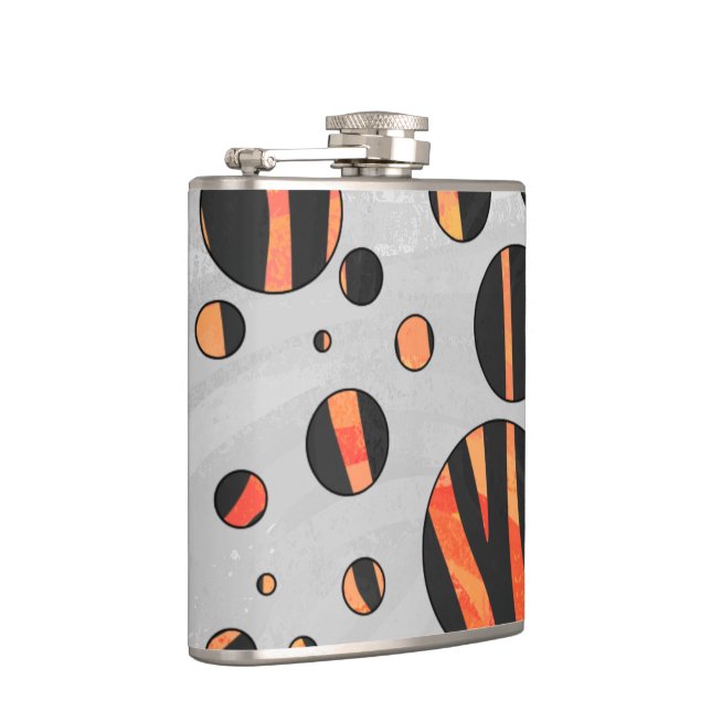 Zebra Black and Orange Polka Dots Flachmann (Rechts)