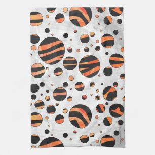 Zebra Black and Orange Polka Dots Küchentuch