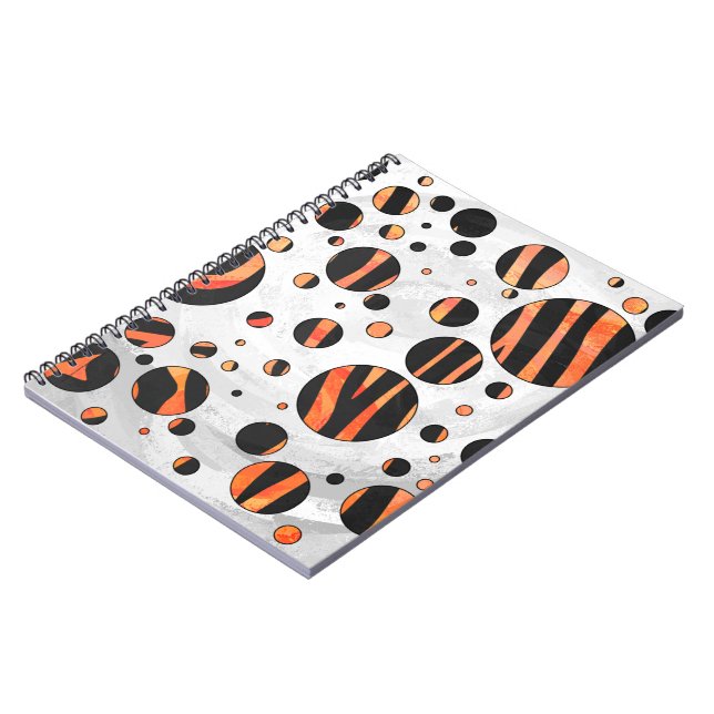 Zebra Black and Orange Polka Dots Notizblock (Linke Seite)