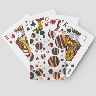 Zebra Black and Orange Polka Dots Spielkarten
