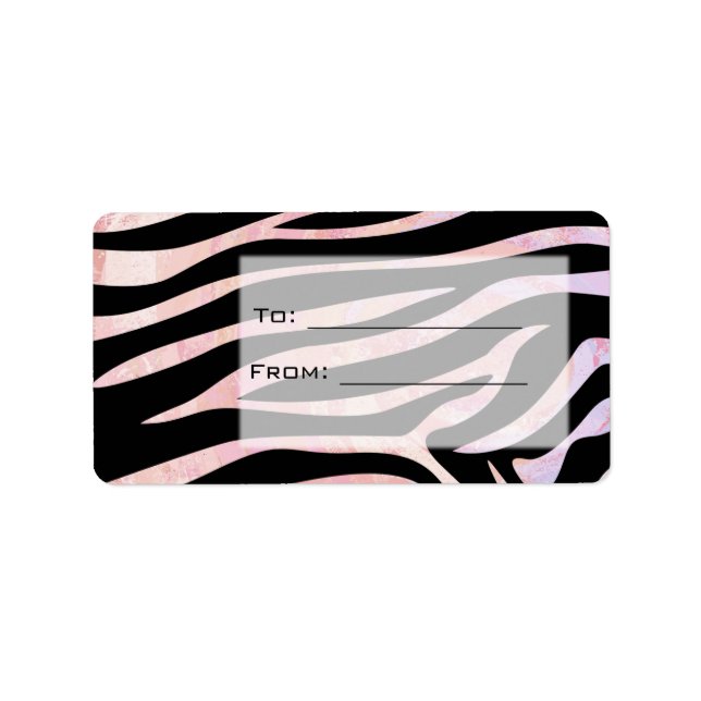 Zebra Black and Pink Monogram Adressaufkleber (Vorne)