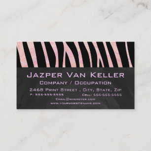 Zebra Black and Pink Monogram Visitenkarte