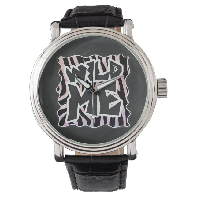 Zebra Black and Pink Wild me Armbanduhr (Vorderseite)