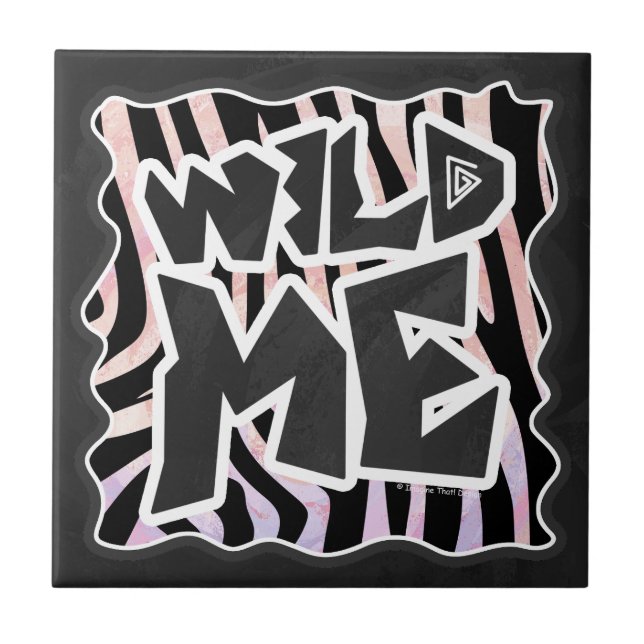 Zebra Black and Pink Wild me Fliese (Vorderseite)
